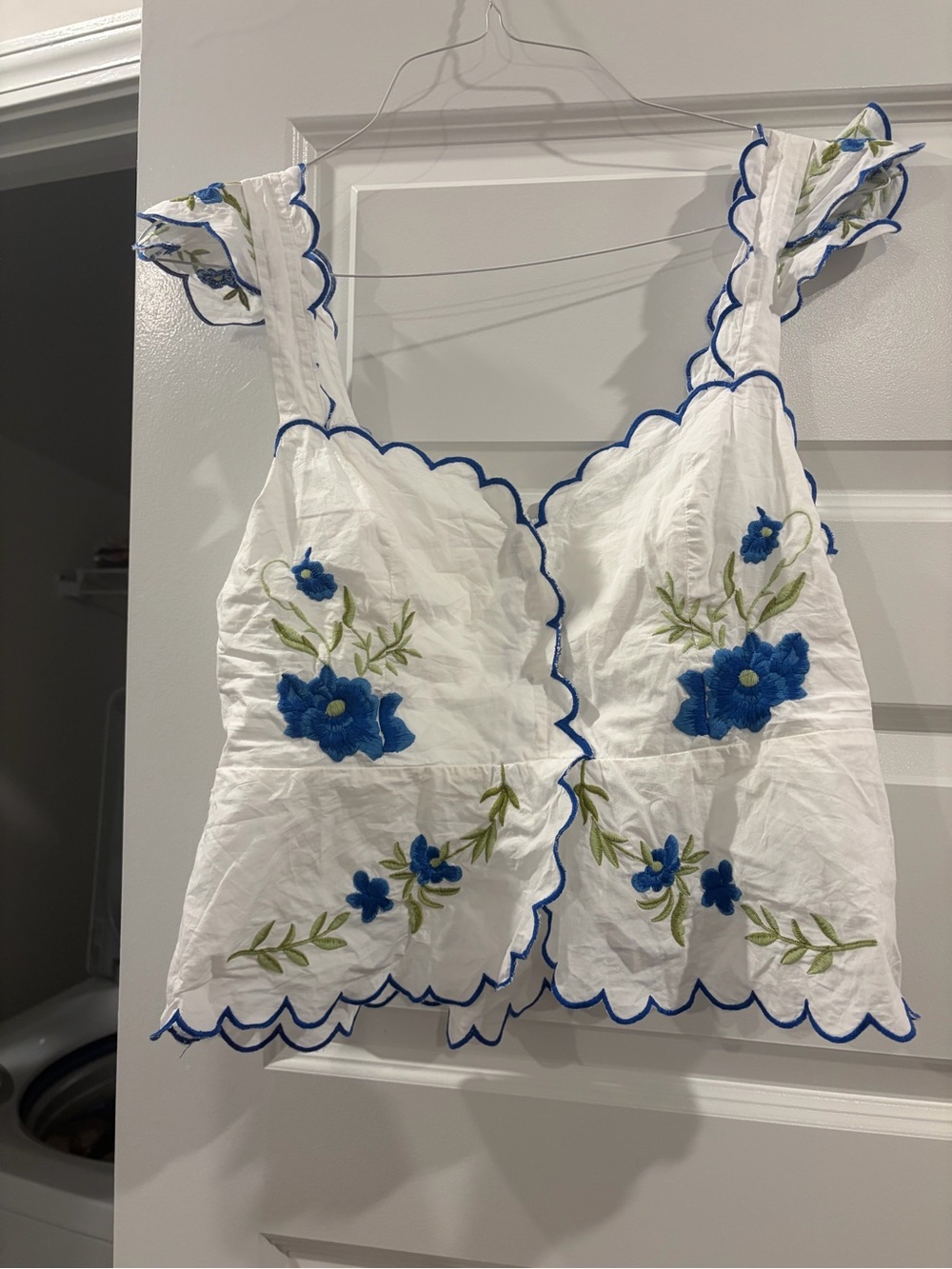 Maeve ruffle-strap scallop tea towel peplum top - Picture 2 of 6